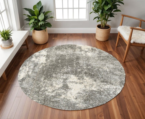 2' X 3' Gray And Ivory Distressed Abstract Scatter Rug